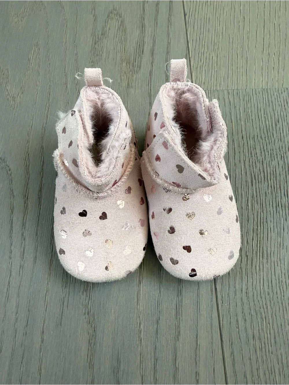 next Pink Heart Suede-Look Baby Slip-On Booties